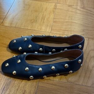 Madewell Black Flats with Gold Studs